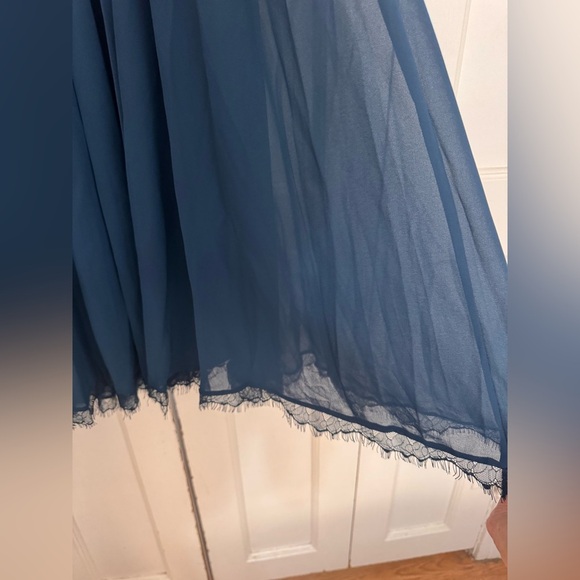 Dress the Population Corey Chiffon Fit & Flare Cocktail Dress in Peacock Blue - Picture 8 of 9